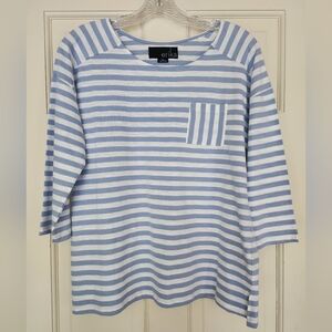 ERICA SP BLUE AND WHITE  STRIPED COTTON KNIT TOP NWT